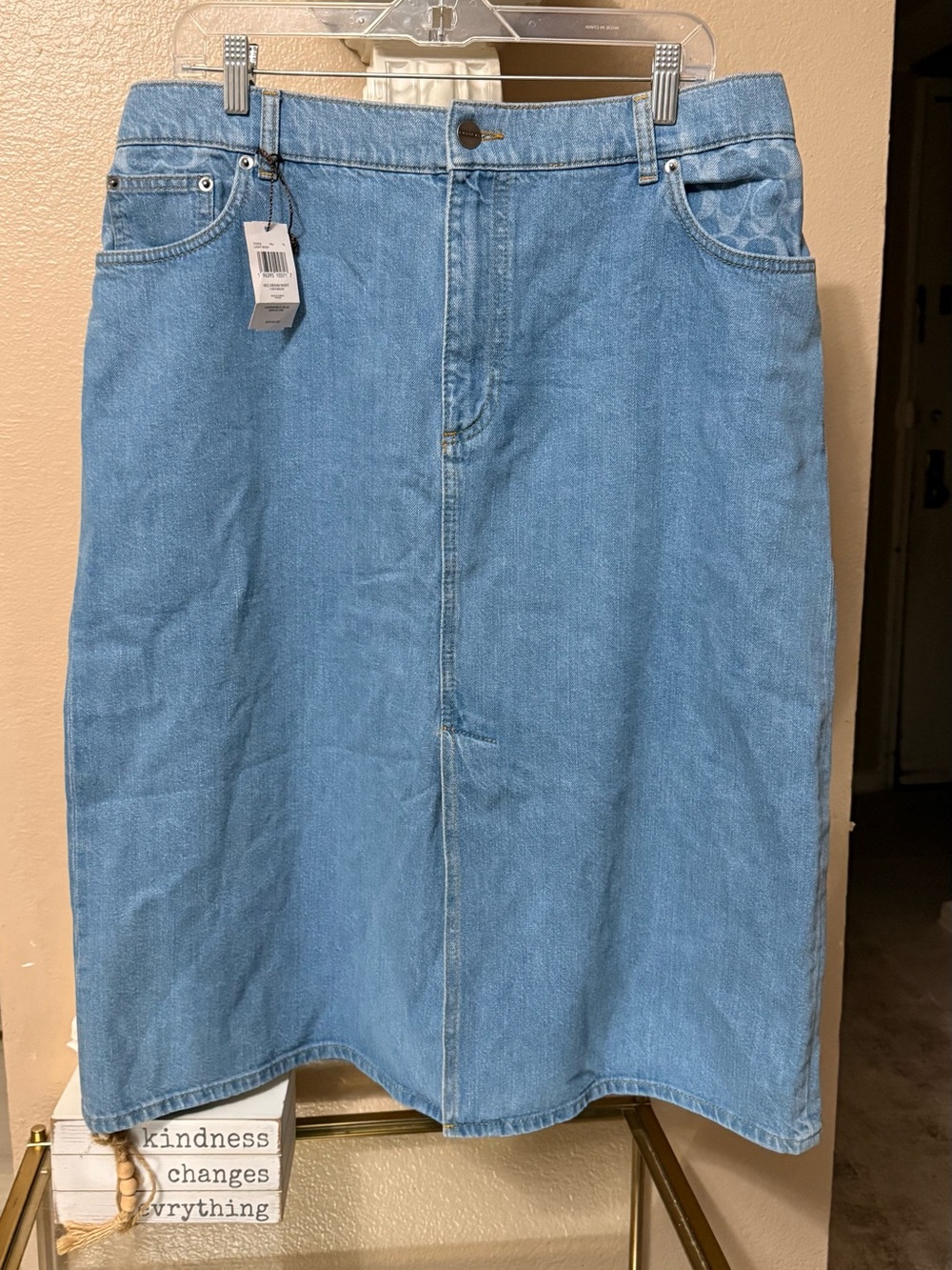Coach Light Blue Denim Midi Skirt